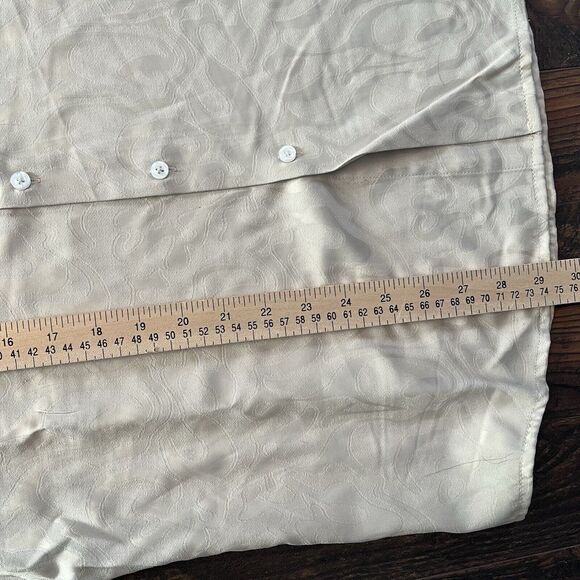 CONSEQUENCE MENS BUTTON DOWN SHIRT MEDIUM JACQUARD RAYON BLEND WHITE NWT WHITE - Picture 8 of 11